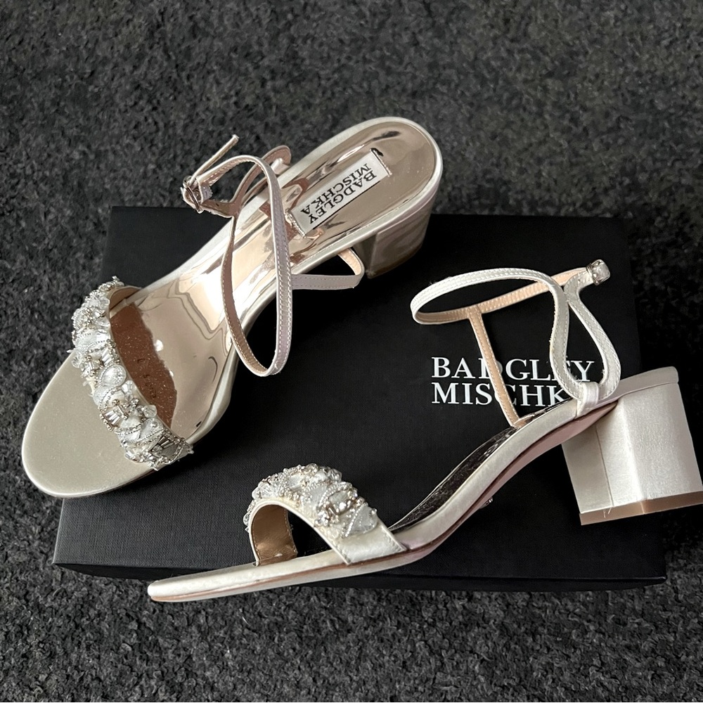 Badgley Mischka Tanessa sandals jewel embellished ivory bridal
